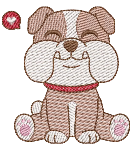 Matriz de Bordado Bulldog com Coração